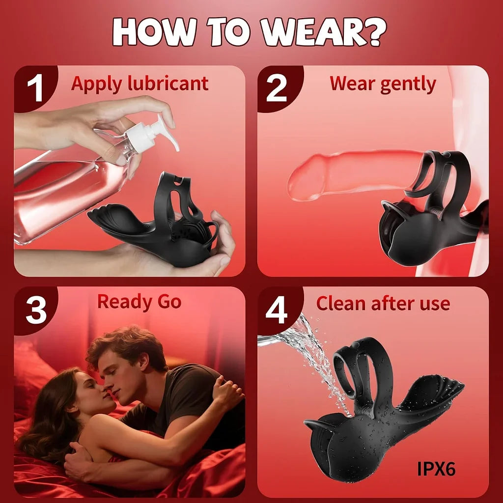 Vibrating Penis Ring with 9 Vibration Modes & 3 Heating Settings – 360° Testicle & Perineum Stimulator