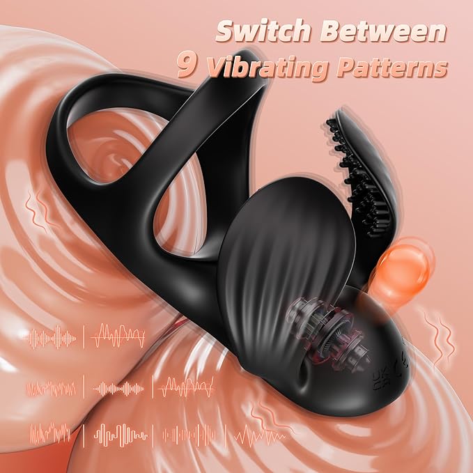 Vibrating Cock Ring Mens Sex Toys, Silicone Penis Ring Vibrator Sex Toys for Mens Testicles Stimulator, 9 Vibration Modes Adult Toys for Men Women, APP Control Male Sex Toy