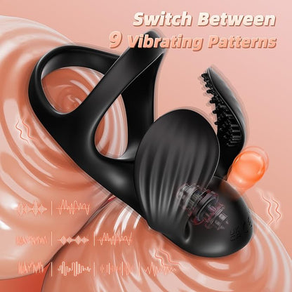Vibrating Cock Ring Mens Sex Toys, Silicone Penis Ring Vibrator Sex Toys for Mens Testicles Stimulator, 9 Vibration Modes Adult Toys for Men Women, APP Control Male Sex Toy