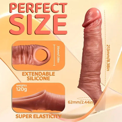 APP Controlled 9 Vibrating Penis Extender Sleeve With Cock Ring