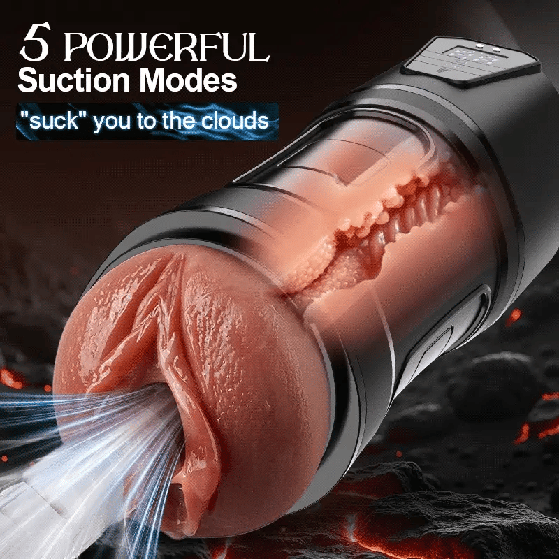 Challenger - Feels Different LED Display Anti-Slip Grip Extended Sleeve Vibrations & Suctions Realistic Vagina Stroker