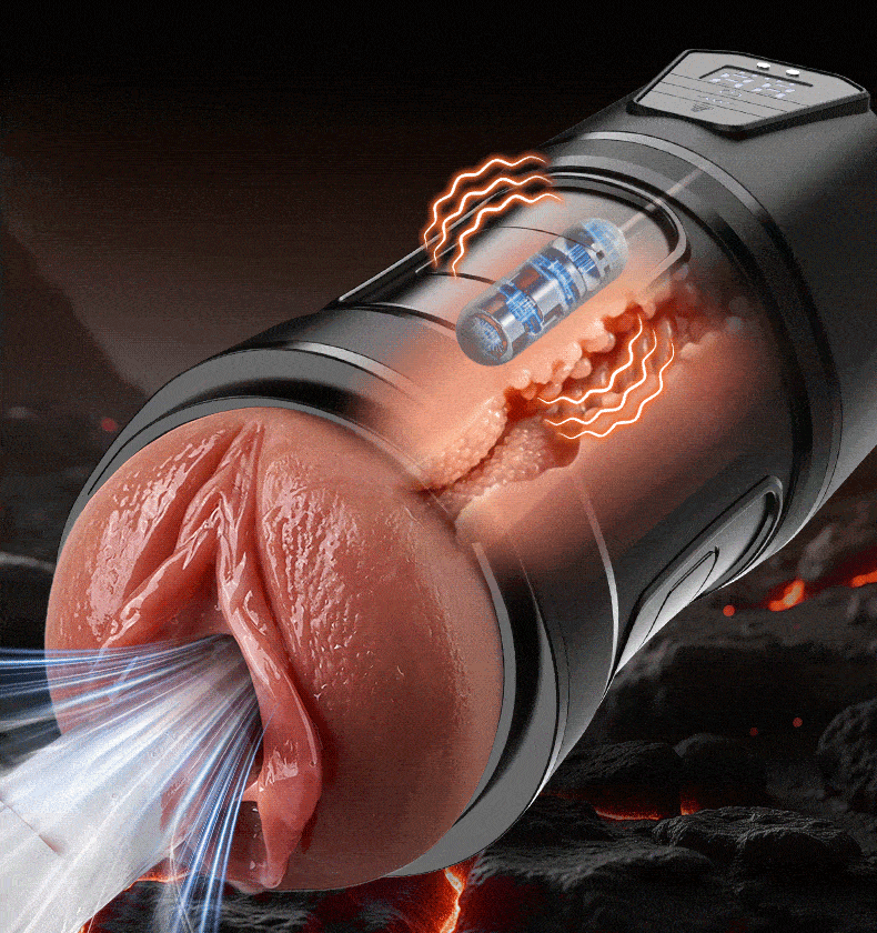 Challenger - Feels Different LED Display Anti-Slip Grip Extended Sleeve Vibrations & Suctions Realistic Vagina Stroker