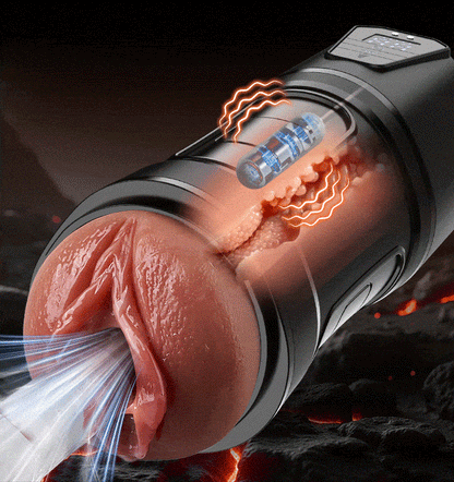 Challenger - Feels Different LED Display Anti-Slip Grip Extended Sleeve Vibrations & Suctions Realistic Vagina Stroker